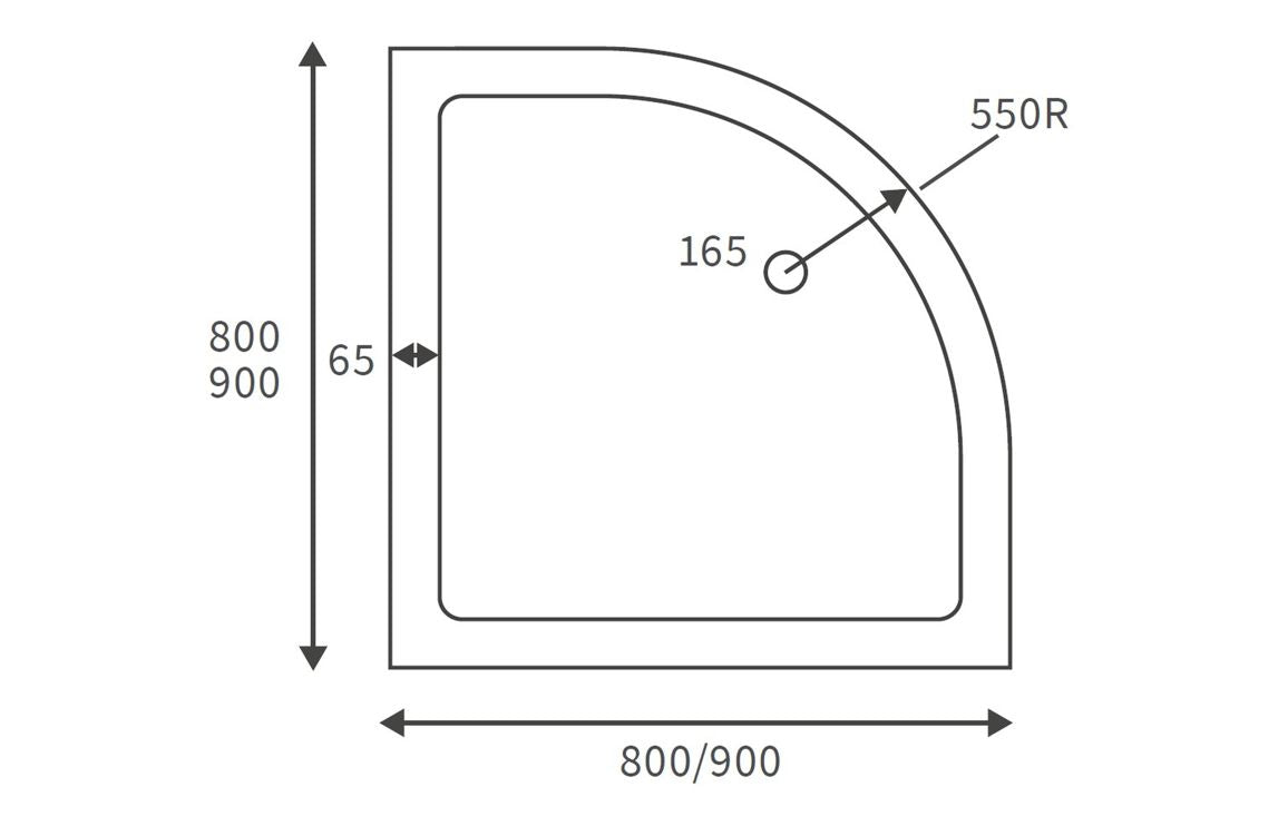 25mm-anti-slip-ultra-slim-900mm-quadrant-tray-waste 2