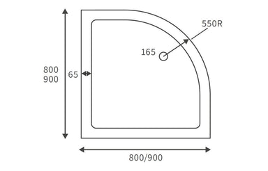 25mm-anti-slip-ultra-slim-800mm-quadrant-tray-waste 2