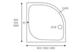 45mm-low-profile-1000mm-quadrant-tray-waste 2