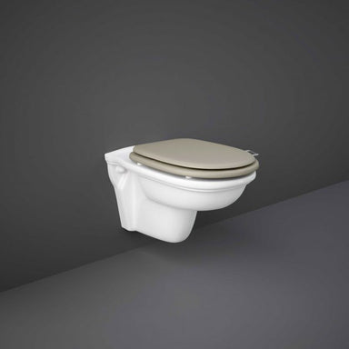 RAK Washington Rimless Wall Hung Toilet - Cappuccino Soft Close Wood Seat