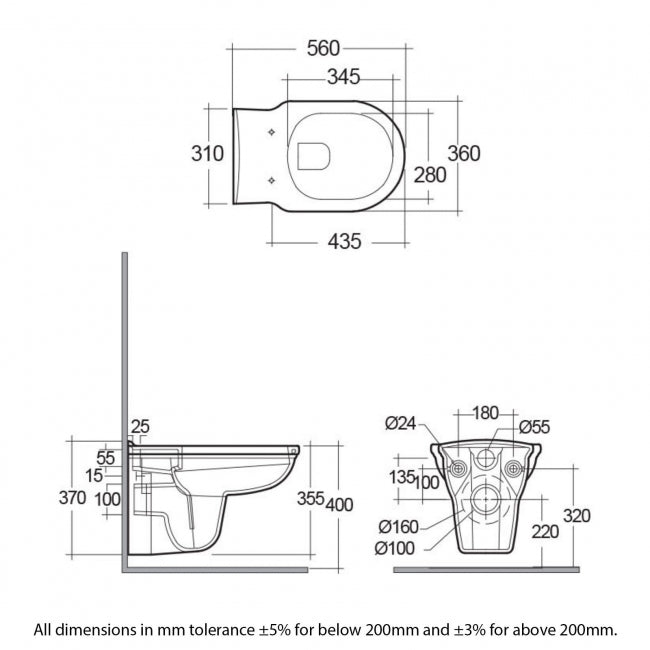 RAK Washington Rimless Wall Hung Toilet - Greige Soft Close Wood Seat